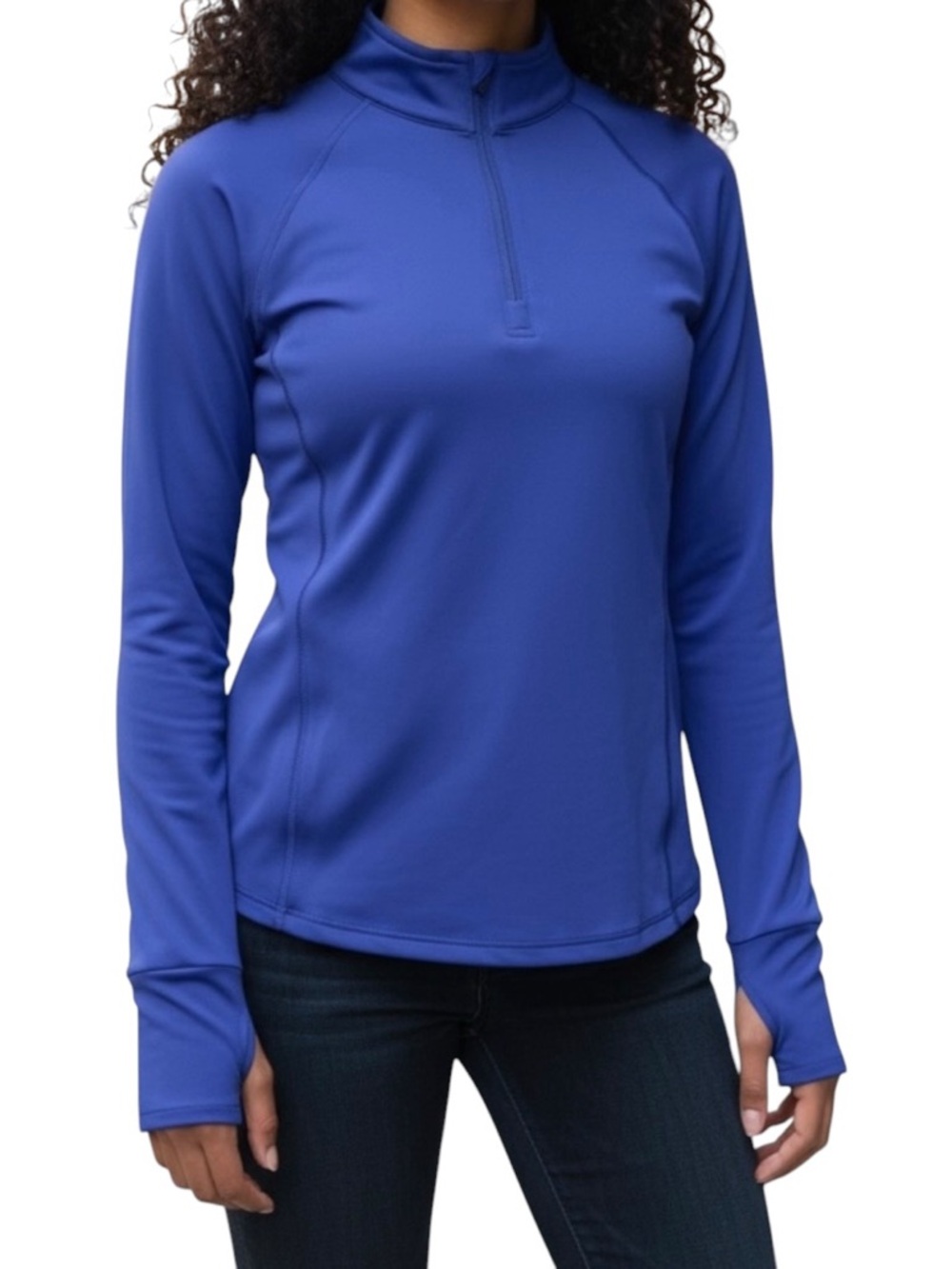 ATHLETA 1/4 Zip with Thumb Holes and Back Zipper Pocket Size Small Purple